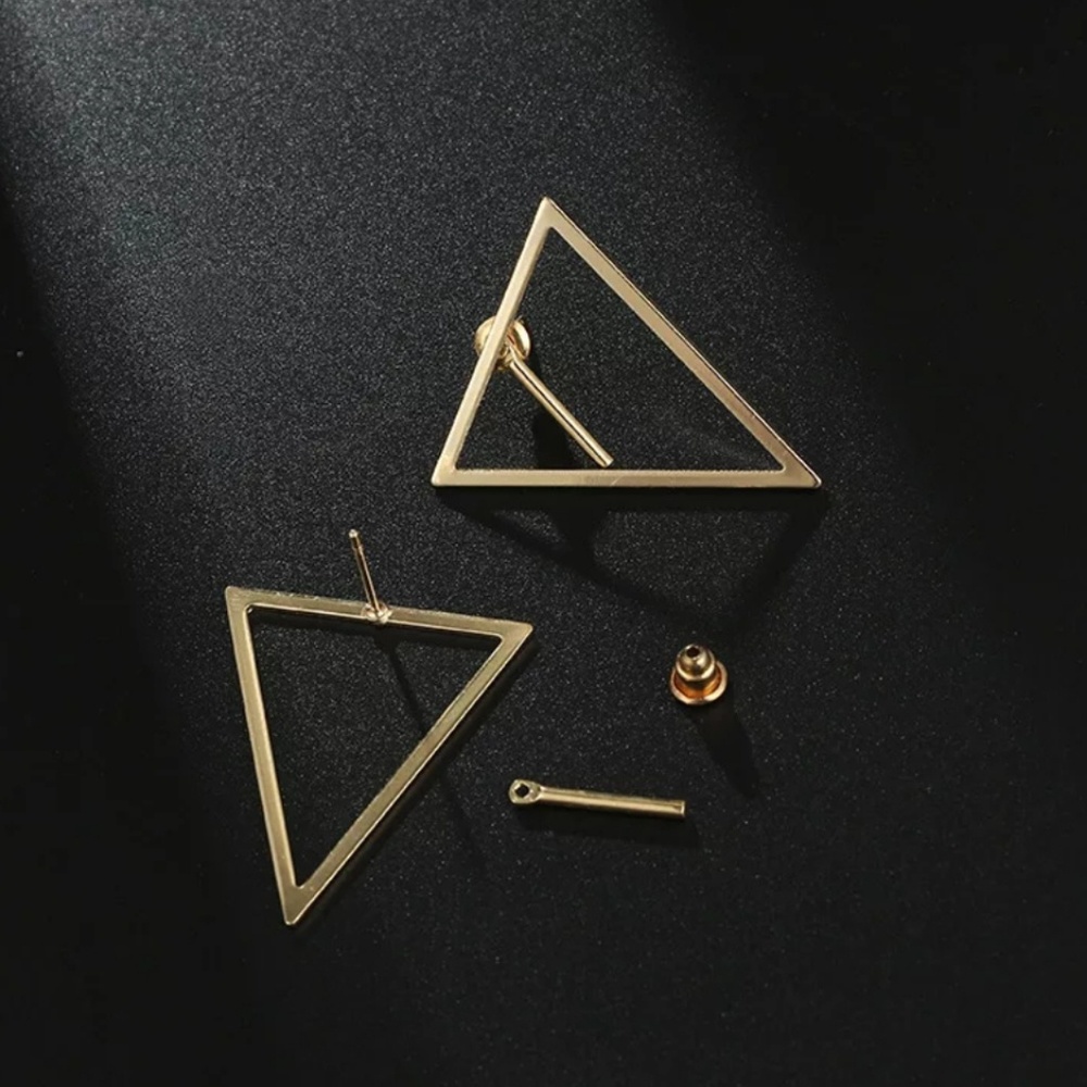 Gold Triangle Geometric Double sided Earrings